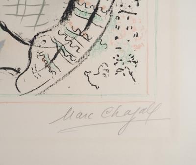 Marc Chagall - Autoportrait au bouquet et nu - Lithographie originale, Signée 2