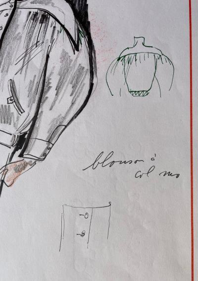 Karl LAGERFELD - Croquis pour un blouson - Dessin original 2