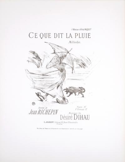 Henri de TOULOUSE - LAUTREC - Ce que dit la pluie, 1895 - Lithographie originale en noir et blanc sur papier vélin 2