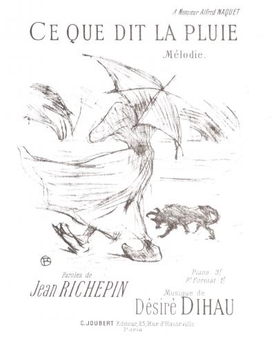 Henri de TOULOUSE - LAUTREC - Ce que dit la pluie, 1895 - Lithographie originale en noir et blanc sur papier vélin 2