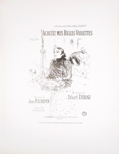 Henri de TOULOUSE - LAUTREC - Achetez mes belles violettes, 1895 - Lithographie originale en noir et blanc sur papier vélin 2