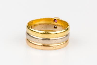 Bague diamant rubis en or tricolore 18 carats 2