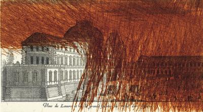 Arnulf Rainer (d’après) - Vue du Louvre et de la Grande Galerie du côté des offices, (1992) - Pointe-sèche, eau forte, burin 2