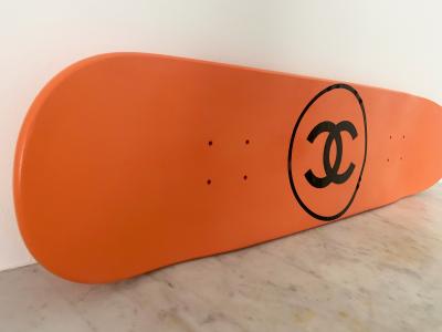 Rose - Skate Chanel - Technique mixte sur bois 2