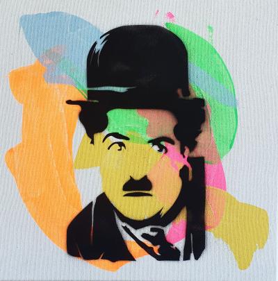 PyB - Charlie Chaplin   2022  - Technique mixte sur toile 2
