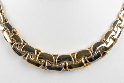 Collier maille haricot en or bicolore 18 carats 2