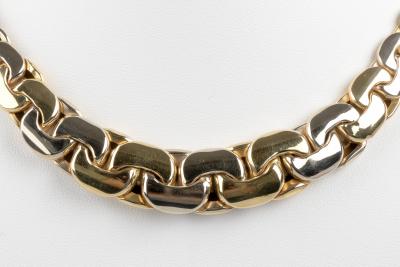 Collier maille haricot en or bicolore 18 carats 2