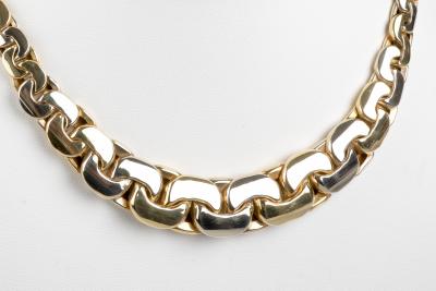 Collier maille haricot en or bicolore 18 carats 2