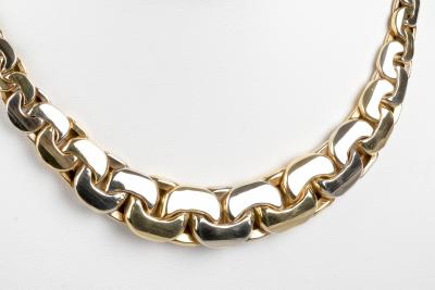 Collier maille haricot en or bicolore 18 carats 2