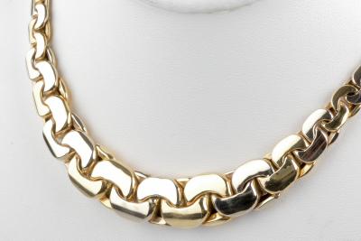 Collier maille haricot en or bicolore 18 carats 2