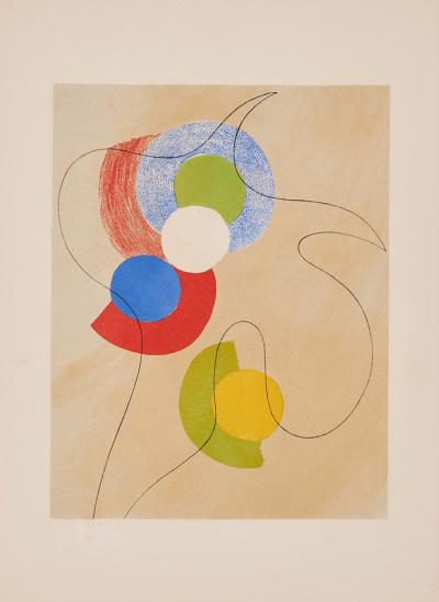 Jean ARP & Sonia DELAUNAY - Untitled Collaboration, Aux Nourritures Terrestres, 1950 - Original lithograph in colors on Arches paper. 2