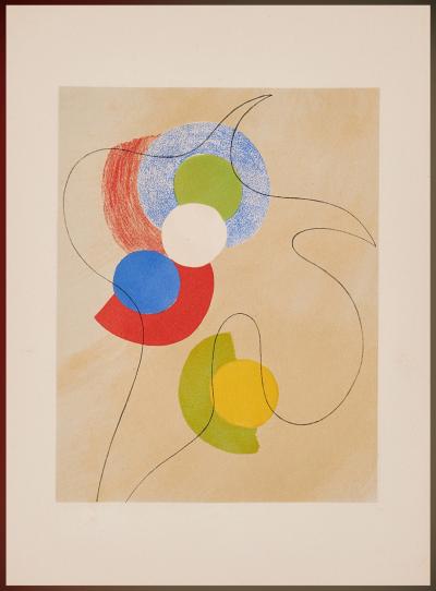 Jean ARP & Sonia DELAUNAY - Untitled Collaboration, Aux Nourritures Terrestres, 1950 - Original lithograph in colors on Arches paper. 2