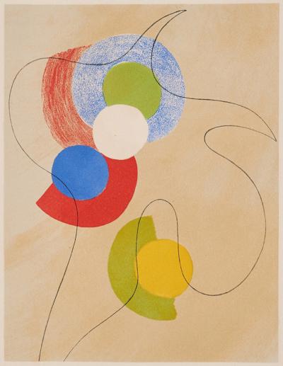 Jean ARP & Sonia DELAUNAY - Untitled Collaboration, Aux Nourritures Terrestres, 1950 - Original lithograph in colors on Arches paper. 2