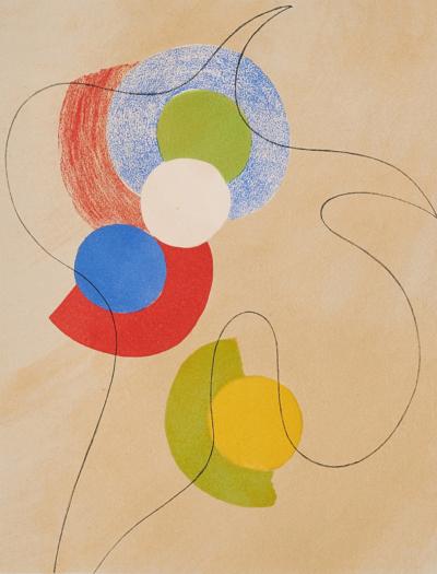 Jean ARP & Sonia DELAUNAY - Untitled Collaboration, Aux Nourritures Terrestres, 1950 - Original lithograph in colors on Arches paper. 2