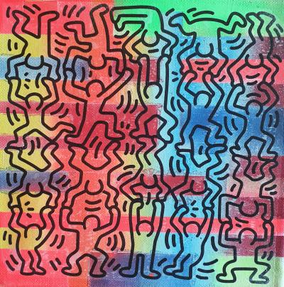 PyB - Acrobates haring    2022 - Technique mixte sur toile 2