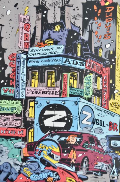 STÉPHANE COLMAN, BILLY THE CAT : HOMMAGE À FRANQUIN, SÉRIGRAPHIE SIGNÉE 2