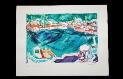 JEAN-JACQUES MORVAN (1928-2005). Vue d'Istanbul. Lithographie signée, 2