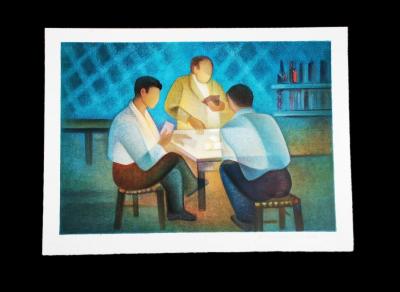 LOUIS TOFFOLI (1907- 1999). Les joueurs de cartes. 2
