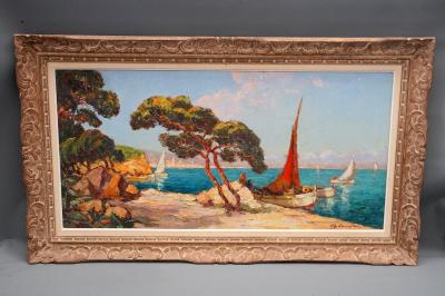 CHARLES COUSIN (1904-1972). Paysage, bord de mer