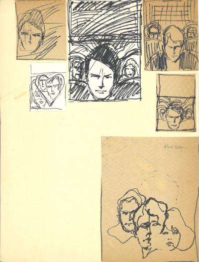 Robert Gigi - recherches pour publicité Alain Delon à l’encre 2
