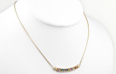 Collier pierres semi-précieuses diamant en or jaune 18 carats 2