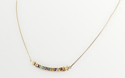 Collier pierres semi-précieuses diamant en or jaune 18 carats 2