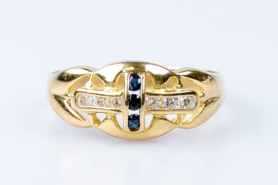 Bague saphirs en or jaune 18 carats 2