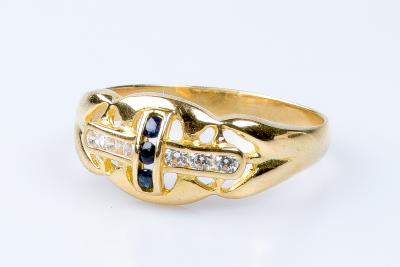 Bague saphirs en or jaune 18 carats 2