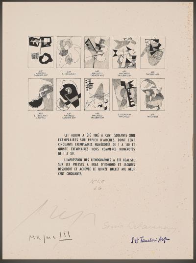 Jean ARP & Alberto MAGNELLI - Collaboration Sans titre, Aux Nourritures Terrestres, 1950 - Lithographie originale en couleurs sur papier Arches. 2