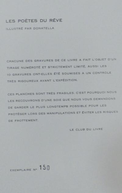 DONATELLA - Les poètes du rêve, 1989 - Gravures originales justifiées et signées 2