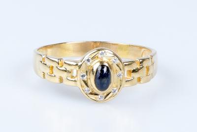 Bague saphir cabochon en or jaune 2