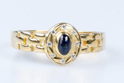 Bague saphir cabochon en or jaune 2