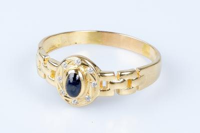 Bague saphir cabochon en or jaune 2
