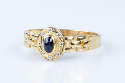 Bague saphir cabochon en or jaune 2
