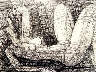 Marcel Gromaire - Nu allongé, 1955 - Dessin à l’encre de chine 2