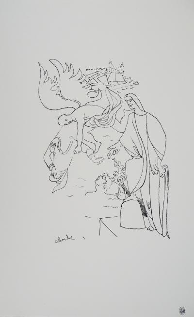 Jean COCTEAU : Pêcheur, Abondance de la mer - Lithographie signée