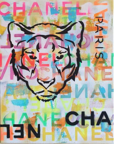 SPACO - Tigre  chanel , 2022 - Technique mixte sur toile 2