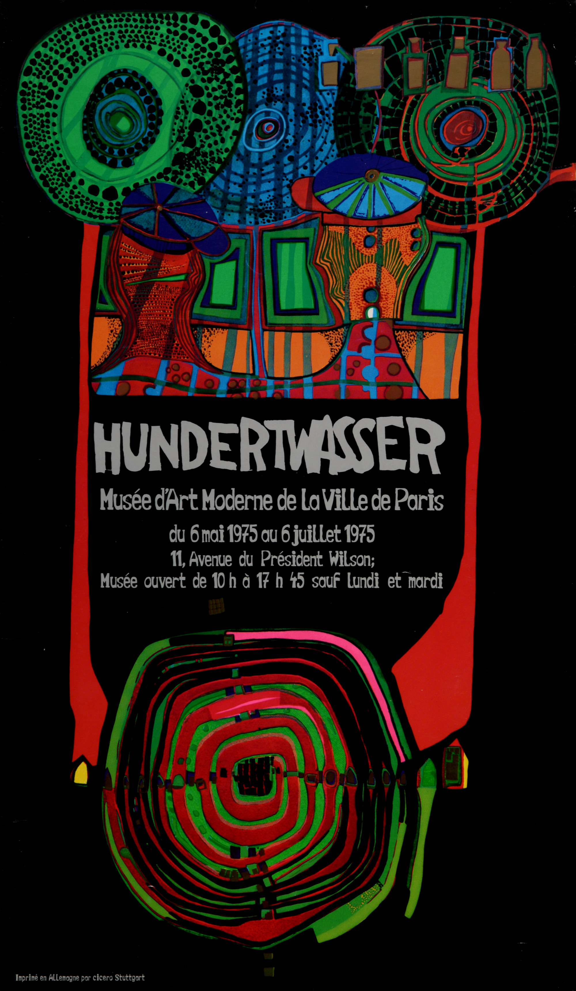 Friedensreich HUNDERTWASSER - Musée Moderne de la Ville de Paris, 1975 - Lithographieplakat - Zeitgenössische Kunst - Plazzart