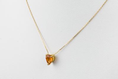 Collier Vintage Avec Pendentif Cœur Et Saphir Imitation Doré - Bijou D'Occasion