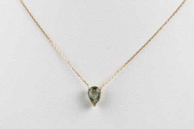 Collier et pendentif saphir de couleur vert  bleu ciel en or jaune 18 carats 2
