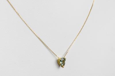 Collier et pendentif saphir de couleur vert  bleu ciel en or jaune 18 carats 2