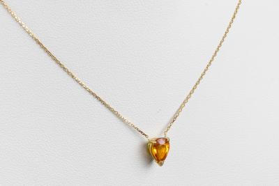 Collier et pendentif saphir de couleur orange rouge en or jaune 18 carats 2