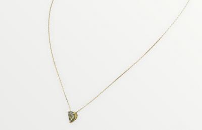 Collier et pendentif saphir de couleur vert  bleu ciel en or jaune 18 carats 2