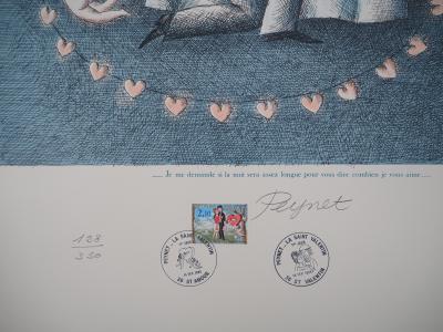 Raymond Peynet -  Les amoureux : nuit d'amour - Lithographie originale Signée 2