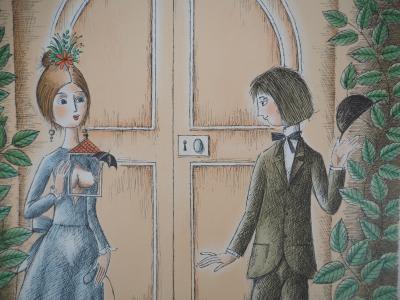 Raymond Peynet -  Les amoureux : promenade sous la pluie - Lithographie originale Signée 2