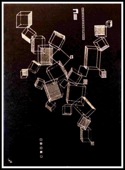 Vassily KANDINSKY (d’après) - Composition sur fond noir, 1957 - Lithographie 2