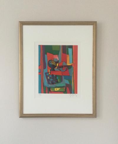 MarceL MOULY - Nature morte à la guitare et à l’échiquier - Lithographie originale signée 2