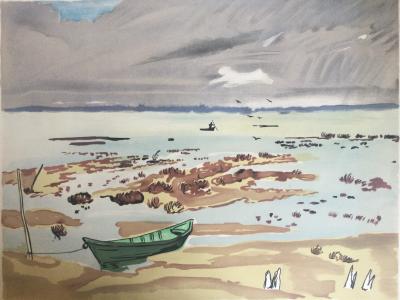 Yves BRAYER - Barque en Camargue - Lithographie originale signée 2