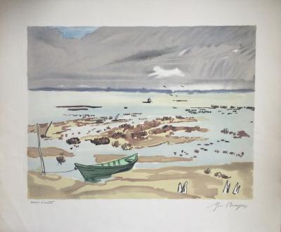 Yves BRAYER - Barque en Camargue - Lithographie originale signée 2