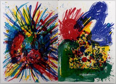 Joan MITCHELL & Walasse TING - Abstract Composition, 1964 - Original lithograph on wove paper, printed on double-page. 2